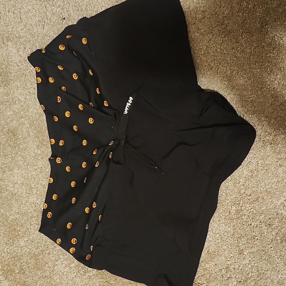 Black Women's Shorts with Emoji Pattern